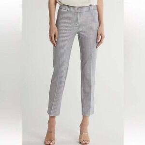 Amanda + Chelsea Grey White Striped Flare Ankle Pants Modern Fit 16 89941077 NWT